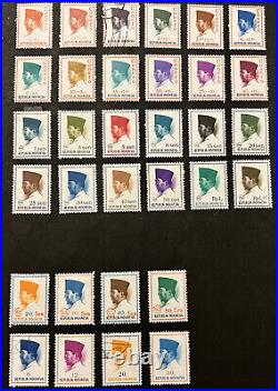 Amazing Lot Of Indonesia Mint Used Stamps On Page Overprints, Little Duplication