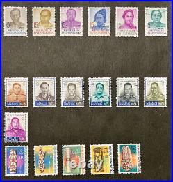 Amazing Lot Of Indonesia Mint Used Stamps On Page Overprints, Little Duplication