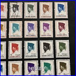 Amazing Lot Of Indonesia Mint Used Stamps On Page Overprints, Little Duplication