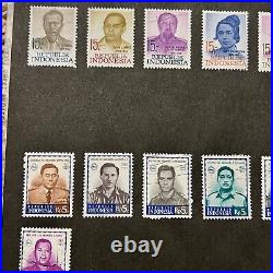 Amazing Lot Of Indonesia Mint Used Stamps On Page Overprints, Little Duplication