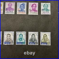 Amazing Lot Of Indonesia Mint Used Stamps On Page Overprints, Little Duplication