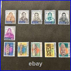 Amazing Lot Of Indonesia Mint Used Stamps On Page Overprints, Little Duplication