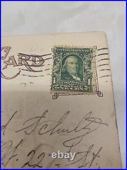 Antigue 1906-1909 Benjamin Franklin Green One Cent Stamps On Postcards- Lot Of 7