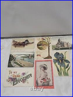 Antigue 1906-1909 Benjamin Franklin Green One Cent Stamps On Postcards- Lot Of 7