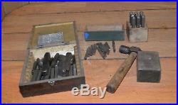 Antique collectible jewelry metal worker die stamp anvil hammer early tool lot