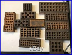 Antiques Vintage 11 Lot 1900s 1940s Wooden Empty Box Steel Stamp Punch