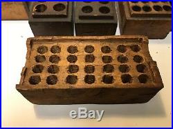 Antiques Vintage 11 Lot 1900s 1940s Wooden Empty Box Steel Stamp Punch