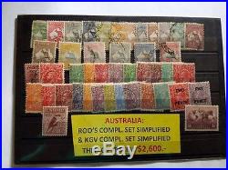 Australia Kangaroo's And Kvg Complete Stamp Set Simplified Used And Mint