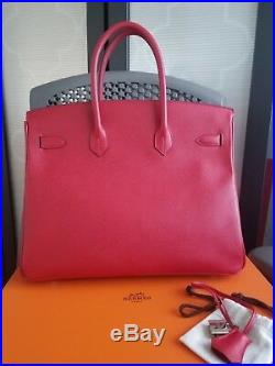 Authentic Hermes Birkin 35 Epsom Rouge Casaque Red Stamp R Kelly constance mint