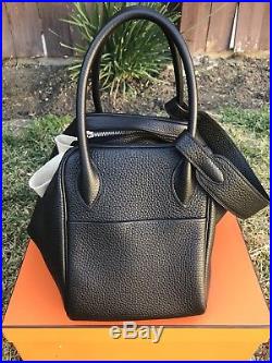 Authentic Hermes Lindy Black PHW T Stamp MINT
