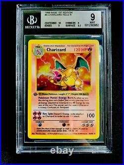 BGS 9 Mint 1st Edition Base Set Shadowless Charizard Holo THICK Stamp