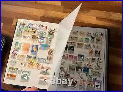 BIRDS ON STAMPS large stockbook 45 sides mint and used 2