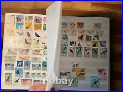 BIRDS ON STAMPS large stockbook 45 sides mint and used 2