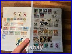 BIRDS ON STAMPS large stockbook 45 sides mint and used 2