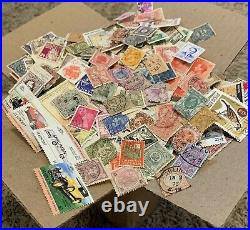 BOX LOT WW STAMP LOT. 1000s OF OFF PAPER STAMPS 100+ INTERNATIONAL COUNTRIES