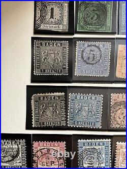 Baden Stamps Postage Dues Collection 1851-1868 Mint/Used Some Good Cancels #022