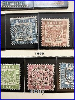 Baden Stamps Postage Dues Collection 1851-1868 Mint/Used Some Good Cancels #022