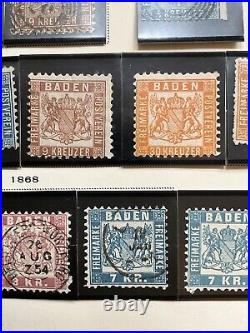 Baden Stamps Postage Dues Collection 1851-1868 Mint/Used Some Good Cancels #022