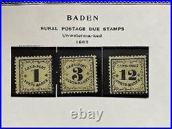 Baden Stamps Postage Dues Collection 1851-1868 Mint/Used Some Good Cancels #022