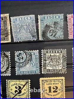 Baden Stamps Postage Dues Collection 1851-1868 Mint/Used Some Good Cancels #022