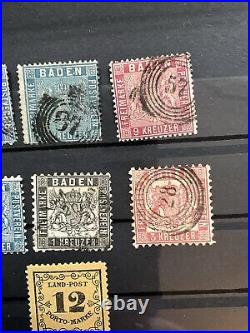 Baden Stamps Postage Dues Collection 1851-1868 Mint/Used Some Good Cancels #022