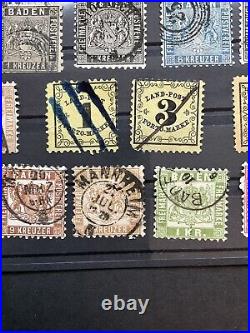 Baden Stamps Postage Dues Collection 1851-1868 Mint/Used Some Good Cancels #022