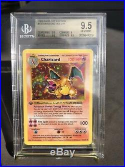 Bgs 9.5 Gem Mint 1st Edition Base Shadowless Charizard Thick Stamp Pokemon 4/102