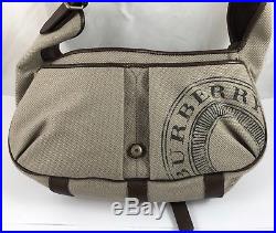 Burberry Heritage Stamp Canvas Leather Hobo Bag Handbag Purse Beige $695 MINT
