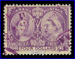 CANADA 1897 JUBILEE issue $4 purple Scott # 64 used FVF purple cancel