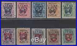 CENTRAL LITHUANIA 1920 Sc 13-22 FULL SET HINGED MINT & USED+ F, VF RARE SCV$3,234