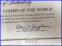 COMPLETE SET Franklin Mint Silver 100 Greatest Stamps of the World Vintage 1981