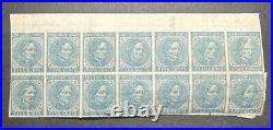 CSA #7 Unused Original Gum- Block of 14 5c Blue Lot J-29