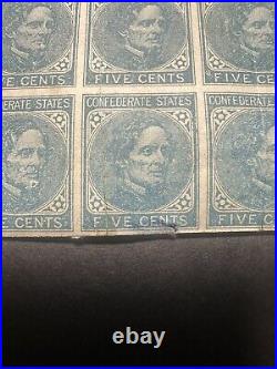 CSA #7 Unused Original Gum- Block of 14 5c Blue Lot J-29