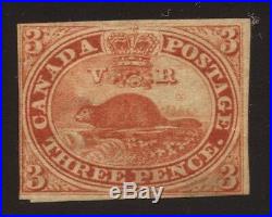 Canada 1852 Pence Beaver 3d'Ribbed Paper' #4iii Mint no gum VGG cert