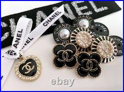 Chanel buttons SET LOT of 9 button CC Logo zipper pearl stamped charm PENDANT