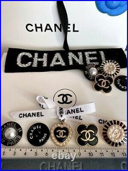 Chanel buttons SET LOT of 9 button CC Logo zipper pearl stamped charm PENDANT