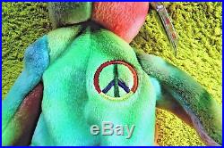 Coll. Mint Original Retired Peace Bear Beanie Baby! No Tag Errors, No Stamp