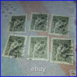 Czechoslovakia Postage Stamp Lot Of 6 Czech Republic 1.60k Brown Black Soldier