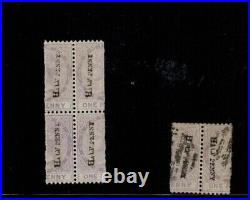 Dominica Block of 4 In Words Halfpenny Mint + Used Pair withOVPT Downwards SG 10