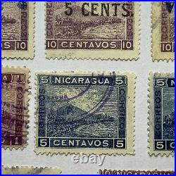 EARLY 1900's LOT OF NICARAUGA STAMPS VALE OVERPRINTS, MINT, USED, FANCY CANCELS