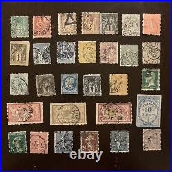 EARLY FRANCE LOT OF 30 STAMPS MOSTLY 1800's & ALL DIFFERENT WITH NO DUPLICATION