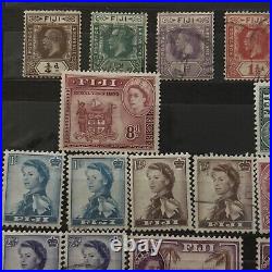 Early Fiji Queen Elizabeth II Stamp Lot In Album Page Mint & Used Collection