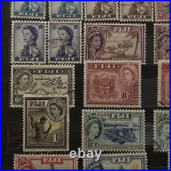 Early Fiji Queen Elizabeth II Stamp Lot In Album Page Mint & Used Collection