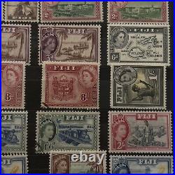 Early Fiji Queen Elizabeth II Stamp Lot In Album Page Mint & Used Collection