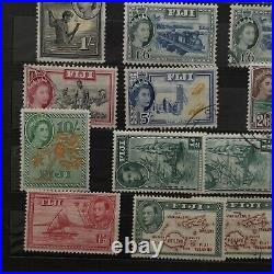 Early Fiji Queen Elizabeth II Stamp Lot In Album Page Mint & Used Collection