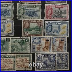 Early Fiji Queen Elizabeth II Stamp Lot In Album Page Mint & Used Collection