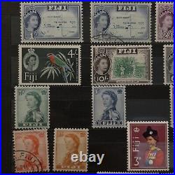 Early Fiji Queen Elizabeth II Stamp Lot In Album Page Mint & Used Collection