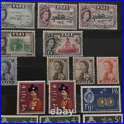 Early Fiji Queen Elizabeth II Stamp Lot In Album Page Mint & Used Collection