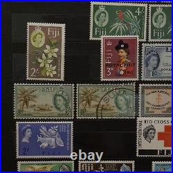 Early Fiji Queen Elizabeth II Stamp Lot In Album Page Mint & Used Collection