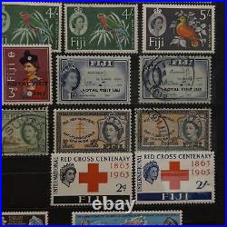 Early Fiji Queen Elizabeth II Stamp Lot In Album Page Mint & Used Collection